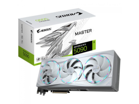 Placa de Vídeo Gigabyte NVIDIA GeForce RTX 5090 Aorus Master Ice, 32GB, GDDR7, DLSS, Ray Tracing, GV-N5090AORUSM ICE-32GD