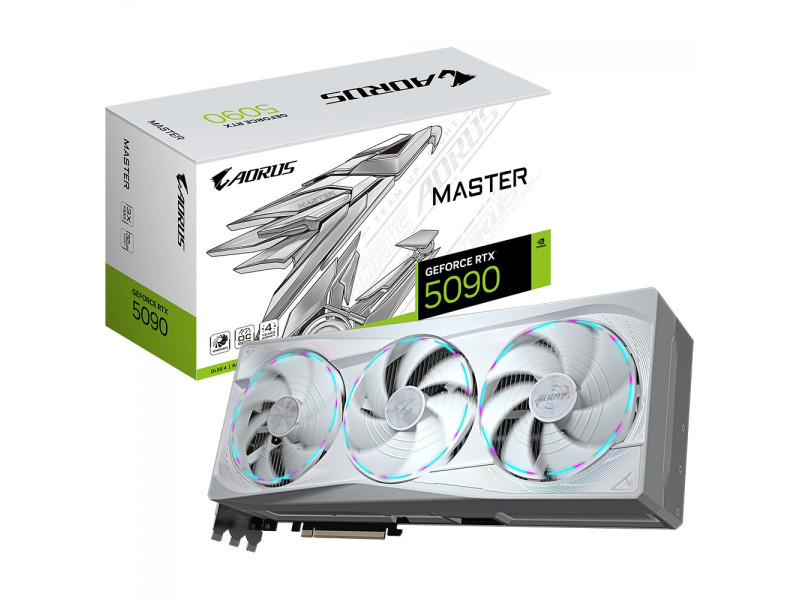Placa de Vídeo Gigabyte NVIDIA GeForce RTX 5090 Aorus Master Ice, 32GB, GDDR7, DLSS, Ray Tracing, GV-N5090AORUSM ICE-32GD