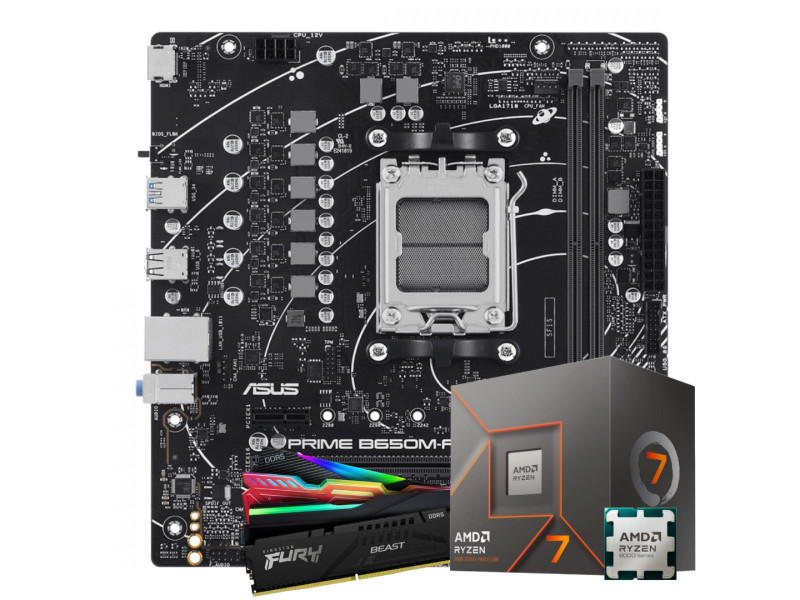 Kit Upgrade, Ryzen 7 8700F, Placa Mãe Chipset B650 DDR5, Memória DDR5 16GB