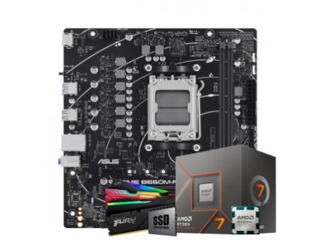 Kit Upgrade, Ryzen 7 8700F, Placa Mãe Chipset B650 DDR5, SSD 1TB, Memória DDR5 16GB