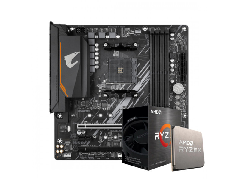 Kit Upgrade, AMD Ryzen 5 5600X, Placa Mãe Gigabyte B550M AORUS Elite
