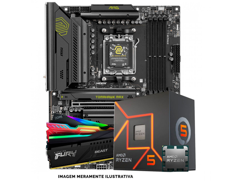 Kit Upgrade, AMD Ryzen 5 8500G, Placa Mãe Chipset B850, Memória DDR5 16GB
