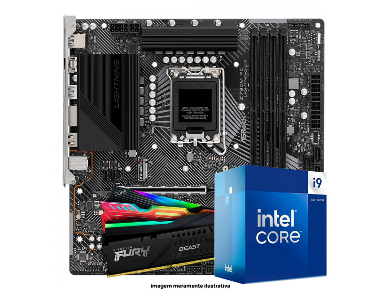 Kit Upgrade, Intel Core i9 14900F, Placa Mãe Chipset Z790, Memória 16GB DDR5