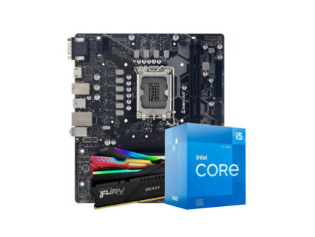 Kit Upgrade, Placa Mãe Biostar H610MH D5, Intel Core i5 12400F, Memória 16GB DDR5