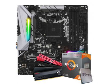 Kit Upgrade, AMD Ryzen 3 5300G, Placa Mãe ASRock B450M Steel Legend, Memória 16GB DDR4