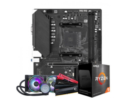 Kit Upgrade, AMD Ryzen 9 5900XT, Placa Mãe Chipset B550, Water Cooler 240mm, Memória DDR4 8GB