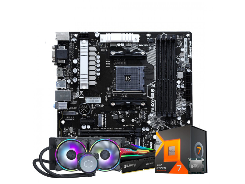 Kit Upgrade Ryzen 7 7800X3D, Placa Mãe Asus PRIME B650M-F, Memória DDR5 16GB