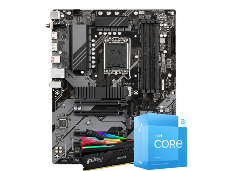 Kit Upgrade, Intel Core i3 13100F, Placa Mãe Chipset B760, Memória DDR5 16GB