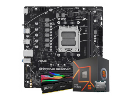 Kit Upgrade, AMD Ryzen 5 8500G, Placa Mãe Asus PRIME B650M-F AM5, Memória DDR5 16GB