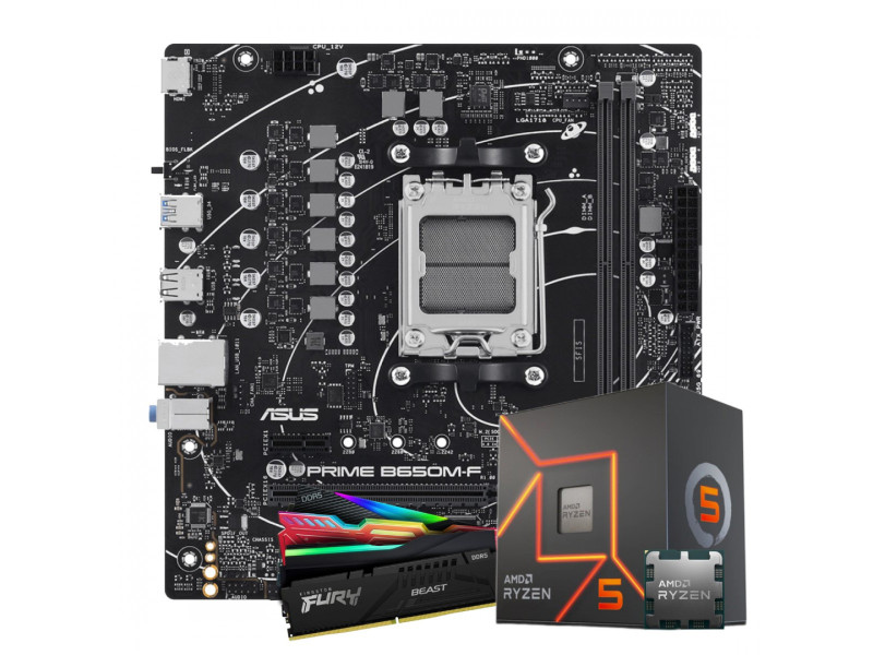 Kit Upgrade, AMD Ryzen 5 8500G, Placa Mãe Asus PRIME B650M-F AM5, Memória DDR5 16GB