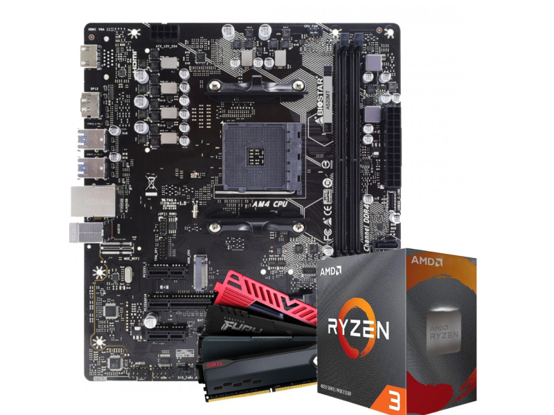 Kit Upgrade, AMD Ryzen 3 4100, Placa Mãe Chipset A520, 16GB DDR4