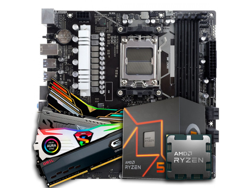 Kit Upgrade, AMD Ryzen 5 8600G, Placa Mãe Chipset B650 DDR5, Memória 16GB DDR5