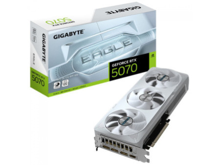 Placa de Vídeo Gigabyte NVIDIA GeForce RTX 5070 Eagle OC Ice SFF, 12GB, GDDR7, DLSS, Ray Tracing, GV-N5070EAGLEOC ICE-12GD