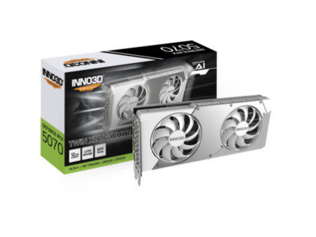Placa de Vídeo INNO3D NVIDIA GeForce RTX 5070 TWIN X2 OC White, 12GB, GDDR7, DLSS, Ray Tracing, N50702-12D7X-195064W