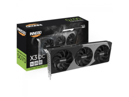 Placa de Vídeo INNO3D NVIDIA GeForce RTX 5070 TWIN X3 OC, 12GB, GDDR7, DLSS, Ray Tracing, N50703-12D7X-195064L