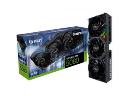 Placa de Vídeo Palit NVIDIA GeForce RTX 5080 GamingPro, 16GB, GDDR7, DLSS, Ray Tracing, NE75080019T2-GB2031A